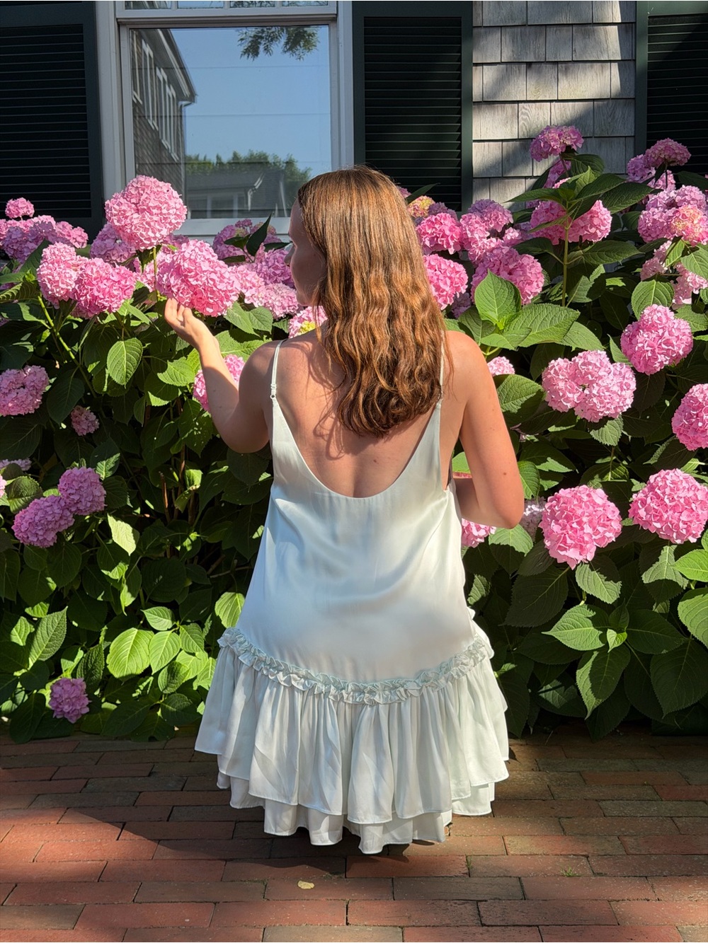 Selkie Tall Glass silk ruffle slip mini dress